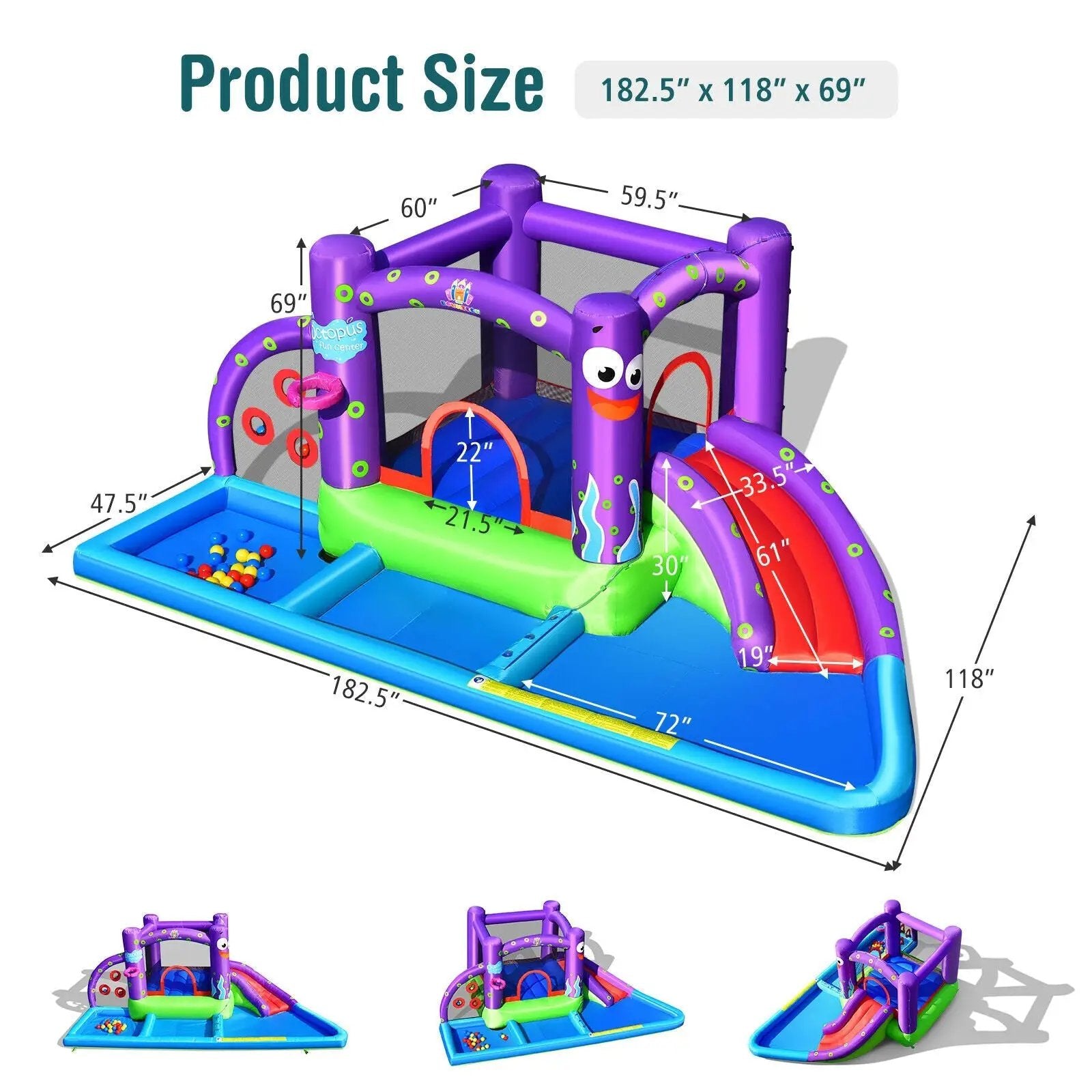 Inflatable Water Slide Park with Splash Pool and 750W Blower by DirectDeals