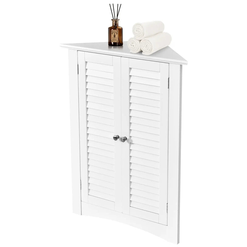 Bathroom Corner Storage Freestanding Floor Cabinet with Shutter Door by DirectDeals