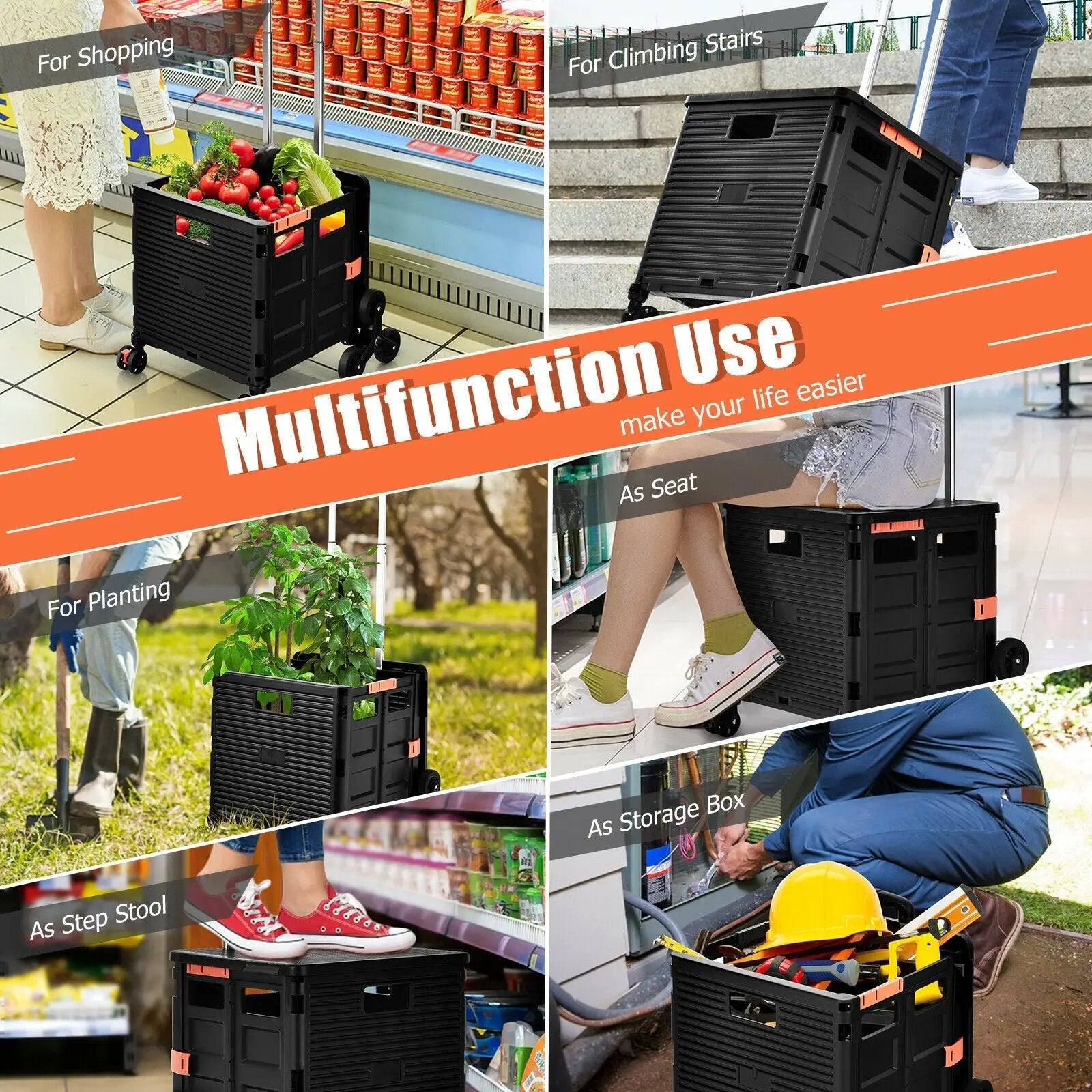 Costway Foldable Utility Cart for Travel and Shopping by DirectDeals