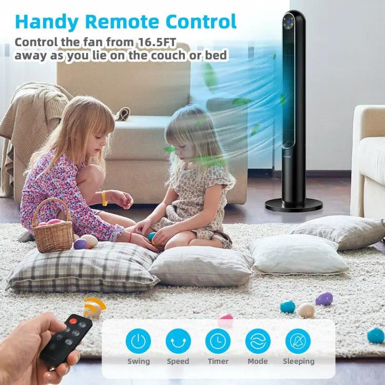 42 Inch 80 Degree Tower Fan with Smart Display Panel and Remote Control by DirectDeals