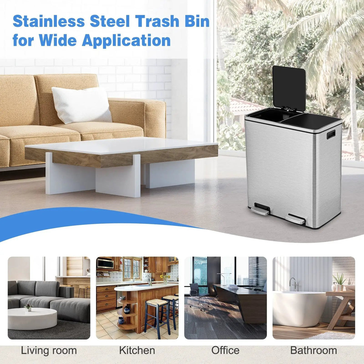 16 Gallon Dual Step Trash Can by DirectDeals
