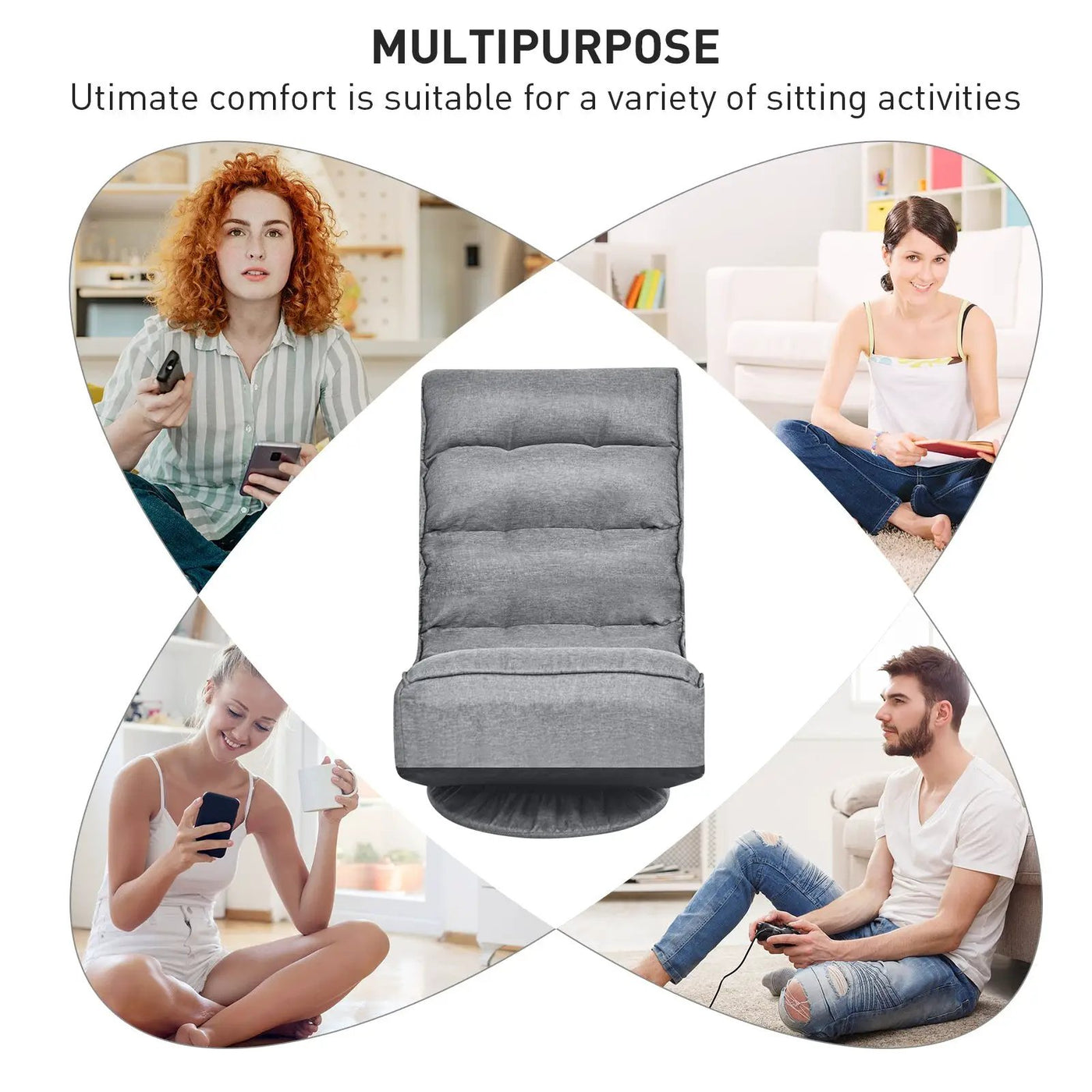 5-Position Folding Floor Gaming Chair by DirectDeals