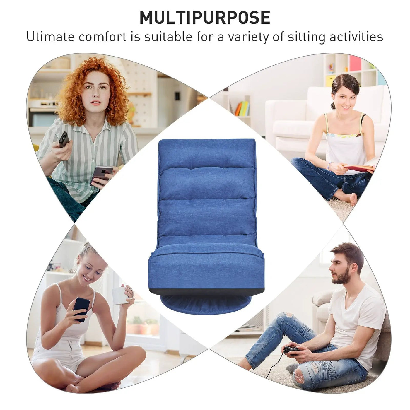 5-Position Folding Floor Gaming Chair by DirectDeals
