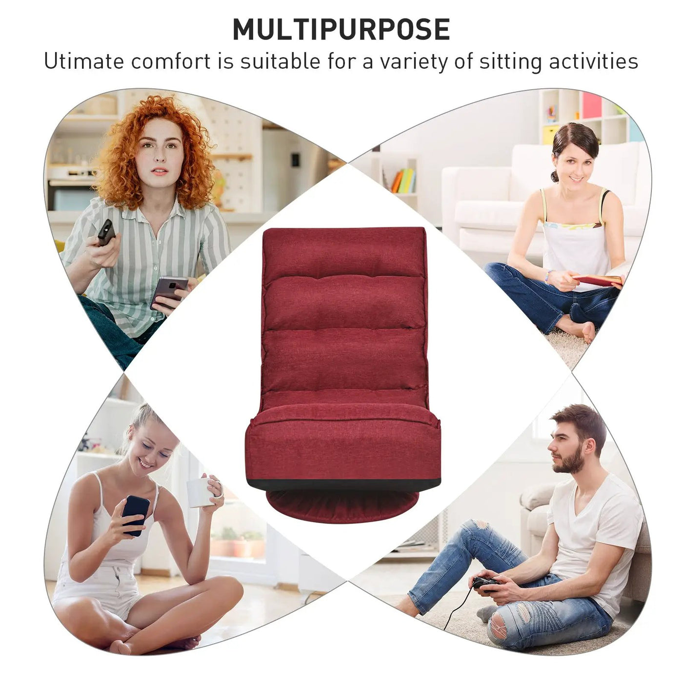 5-Position Folding Floor Gaming Chair by DirectDeals