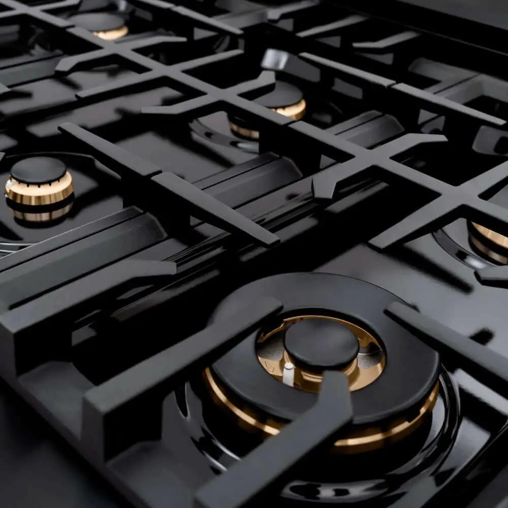 ZLINE 36" Select Dual Fuel Range Gas Cooktop Electric Convection Oven Black Stainless Steel Gold HDRBZ-36-G by Farmhouse Kitchen and Bath