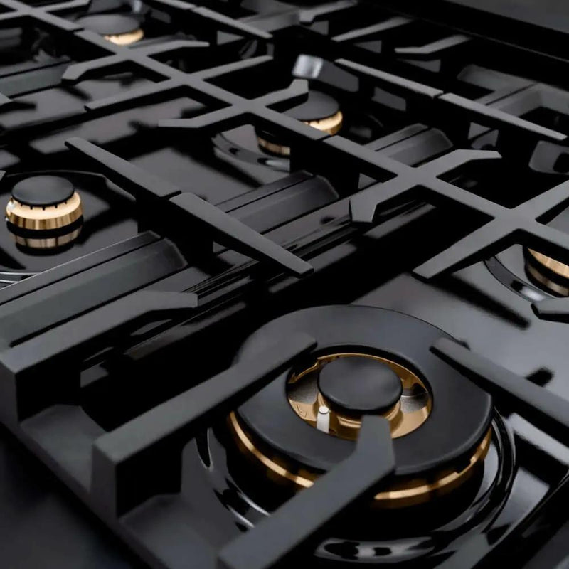 ZLINE 36" Select Dual Fuel Range Gas Cooktop Electric Convection Oven Black Stainless Steel Gold HDRBZ-36-G by Farmhouse Kitchen and Bath