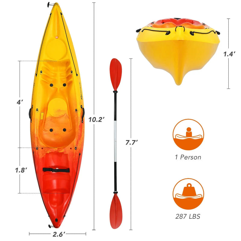 Single Sit-on-Top Kayak with Detachable Aluminum Paddle-Yellow by DirectDeals