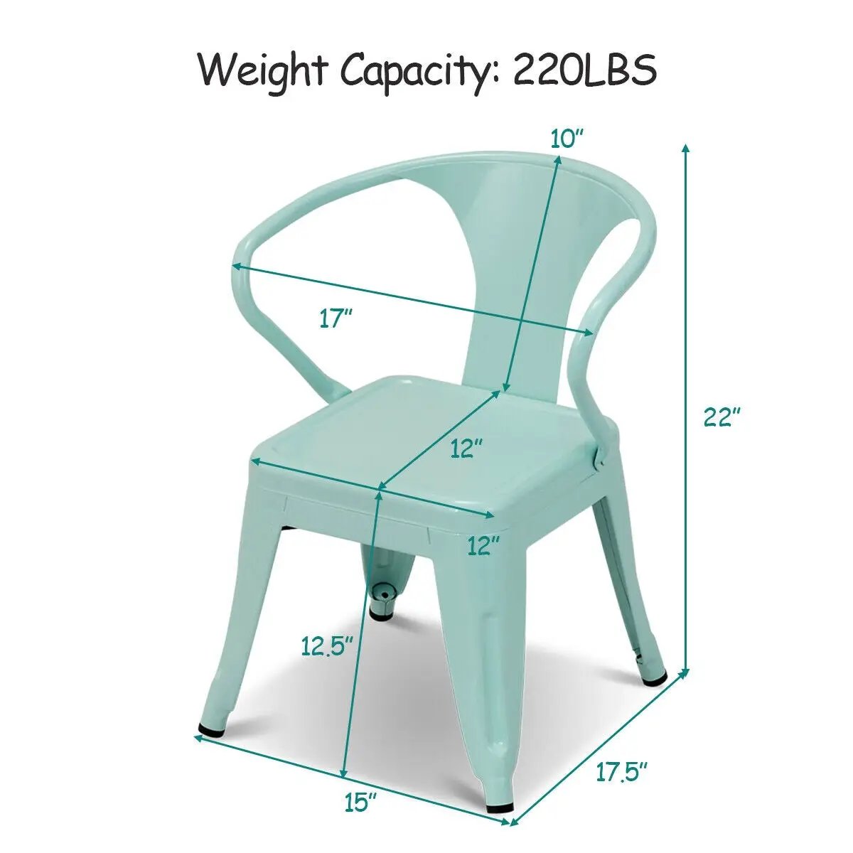 Set of 2 Steel Armchair Stackable Kids Chairs-Green by DirectDeals