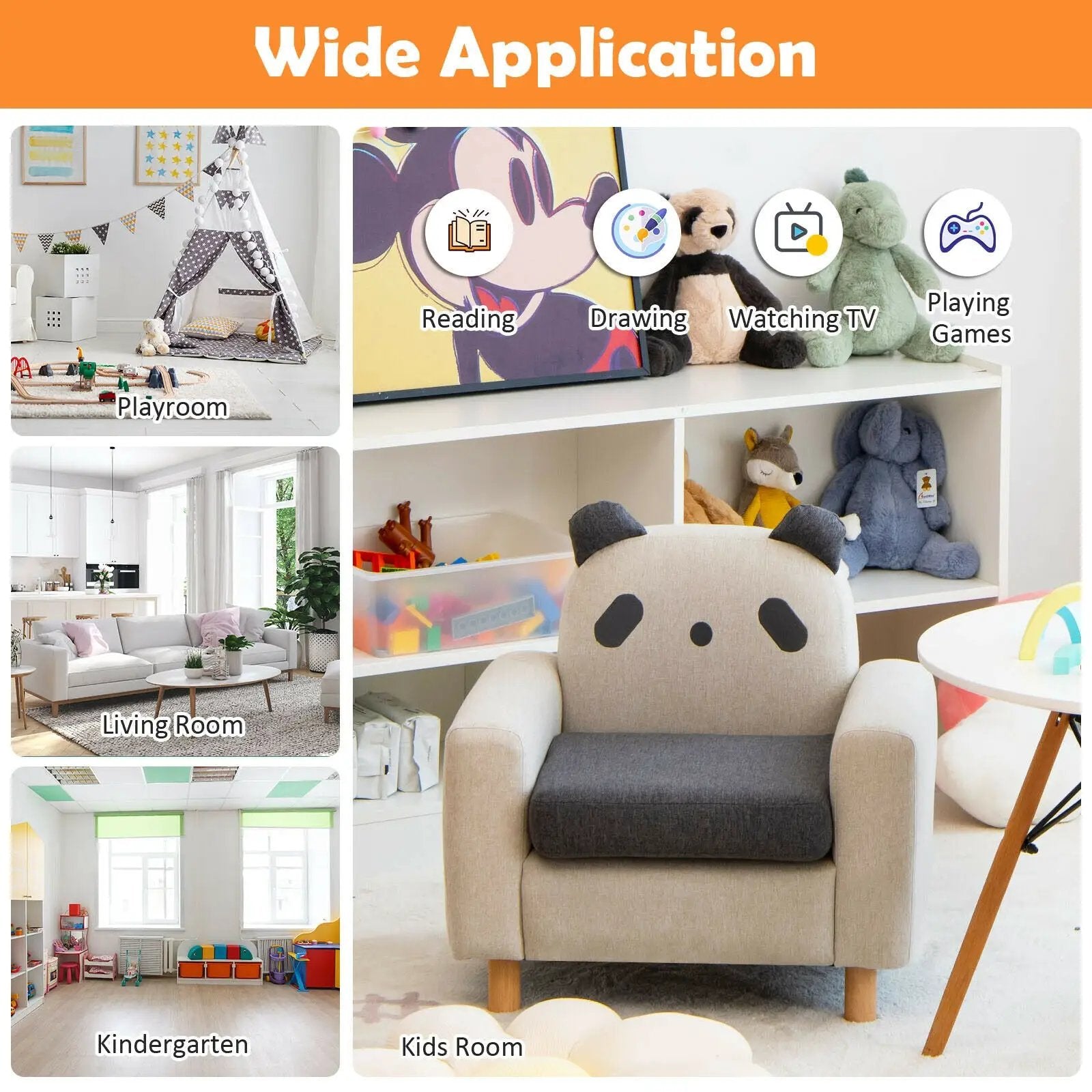 Kids Sofa with Armrest and Thick Cushion by DirectDeals