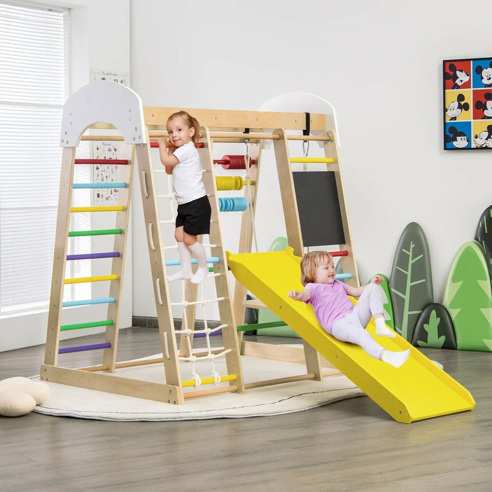 Indoor Playground Climbing Gym Wooden 8-in-1 Climber Playset for Children by DirectDeals