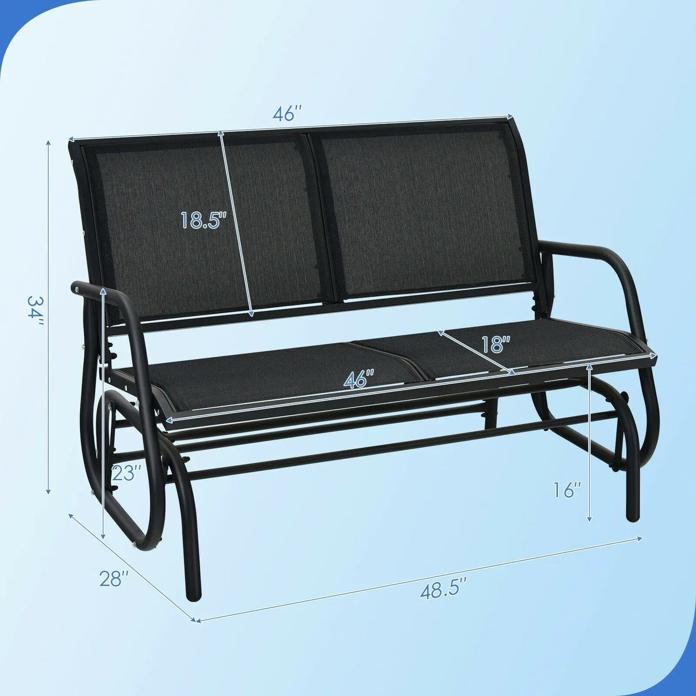 Swing Glider Chair 48 Inch Loveseat Rocker Lounge Backyard by DirectDeals