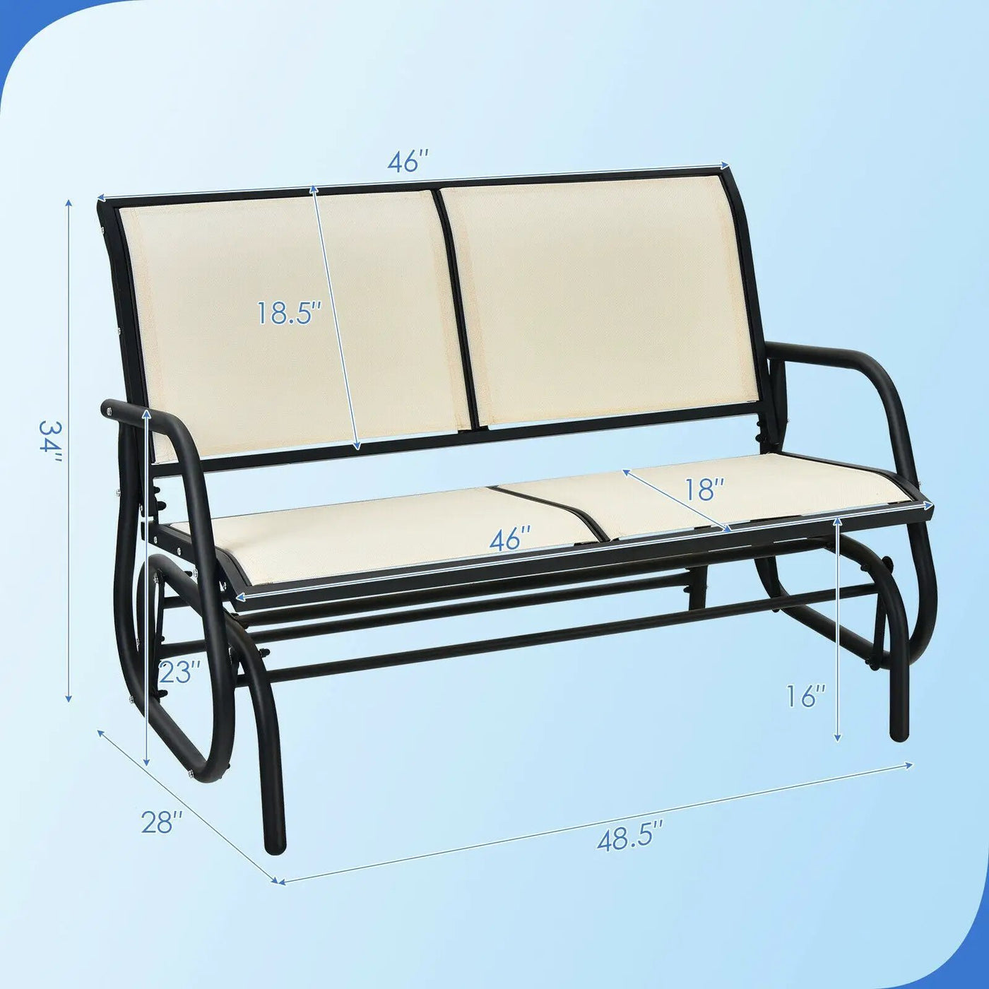 Swing Glider Chair 48 Inch Loveseat Rocker Lounge Backyard by DirectDeals
