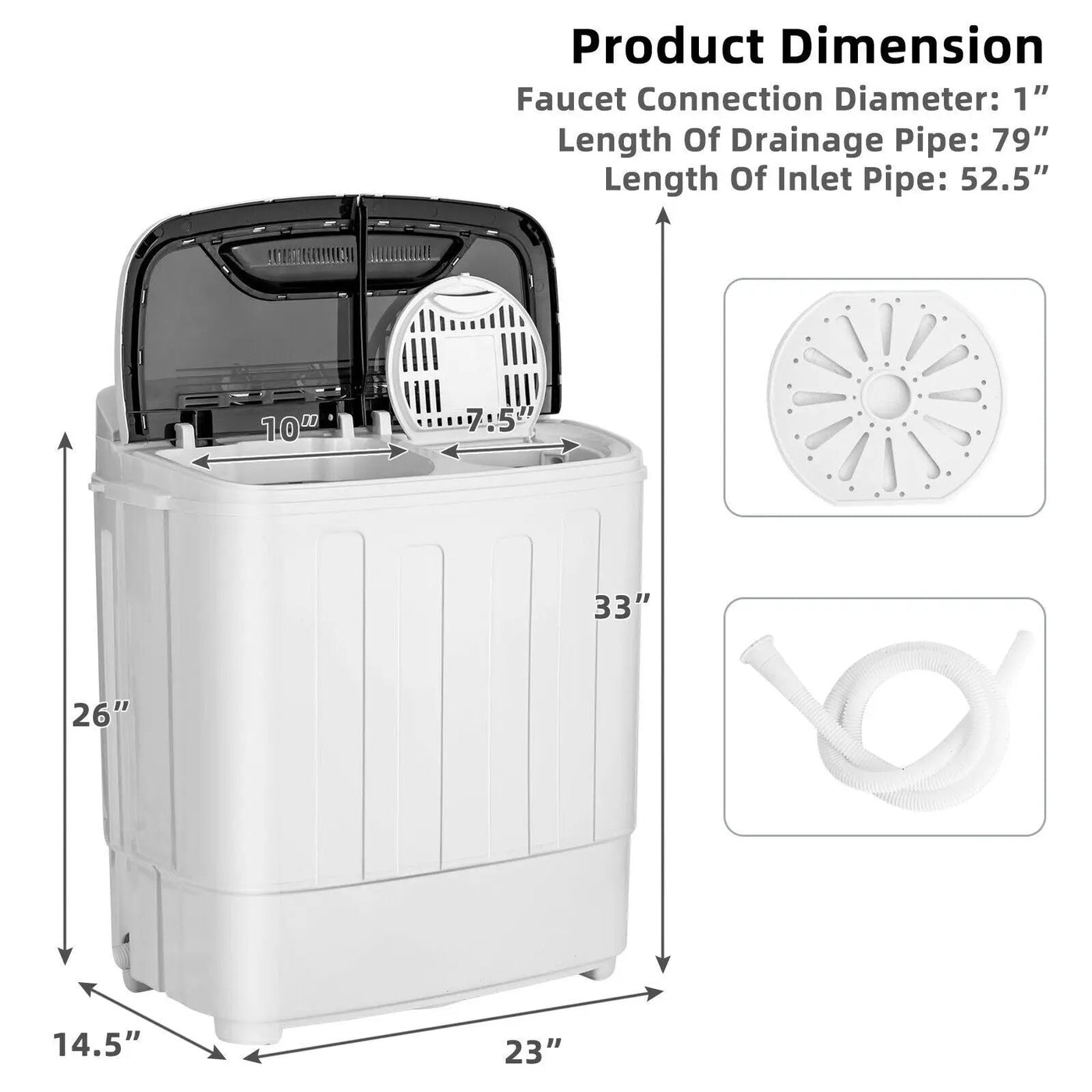 8 lbs Portable Mini Twin Tub Spinner Semi-Automatic Washing Machine by DirectDeals
