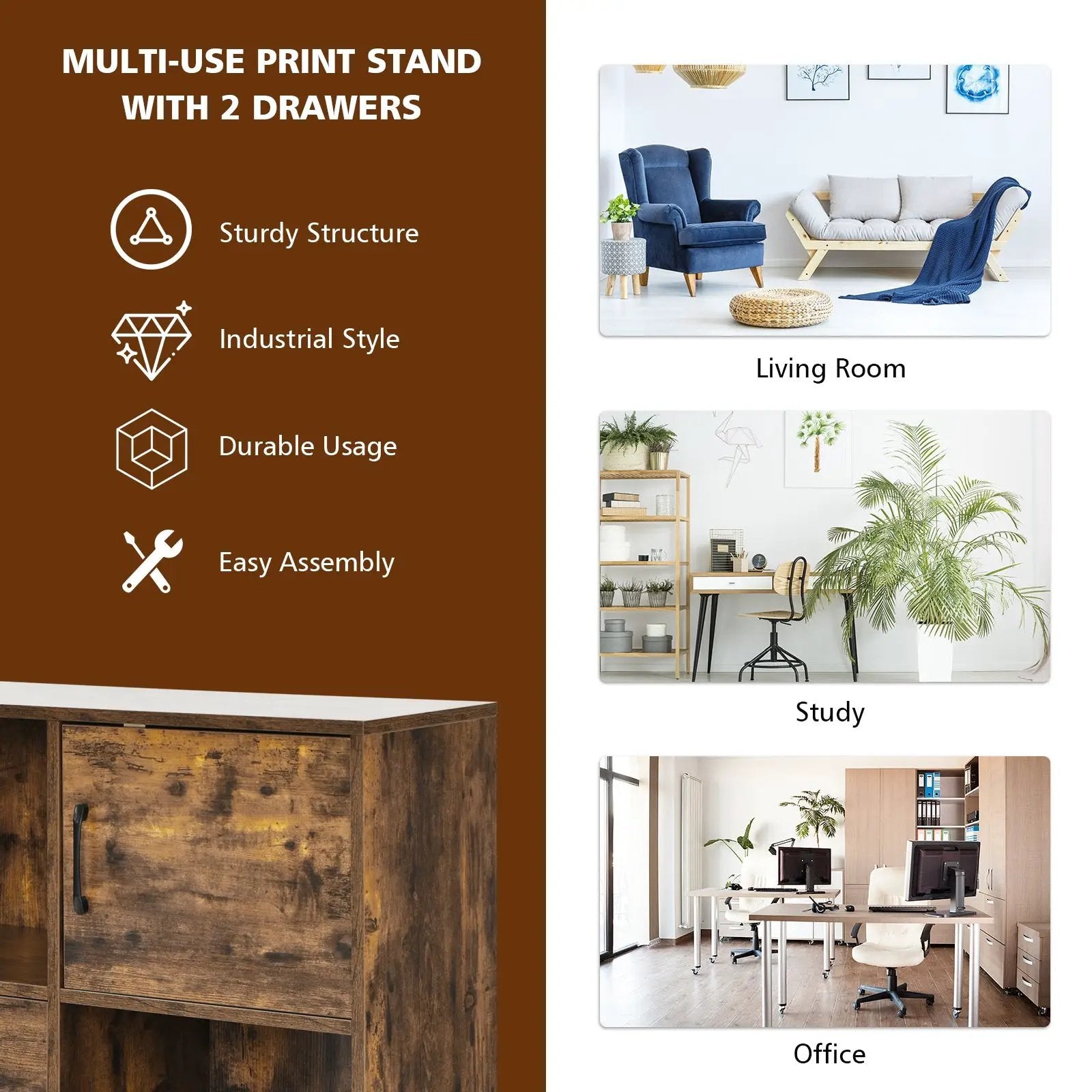 Mobile File Cabinet with Lateral Printer Stand and Storage Shelves by DirectDeals