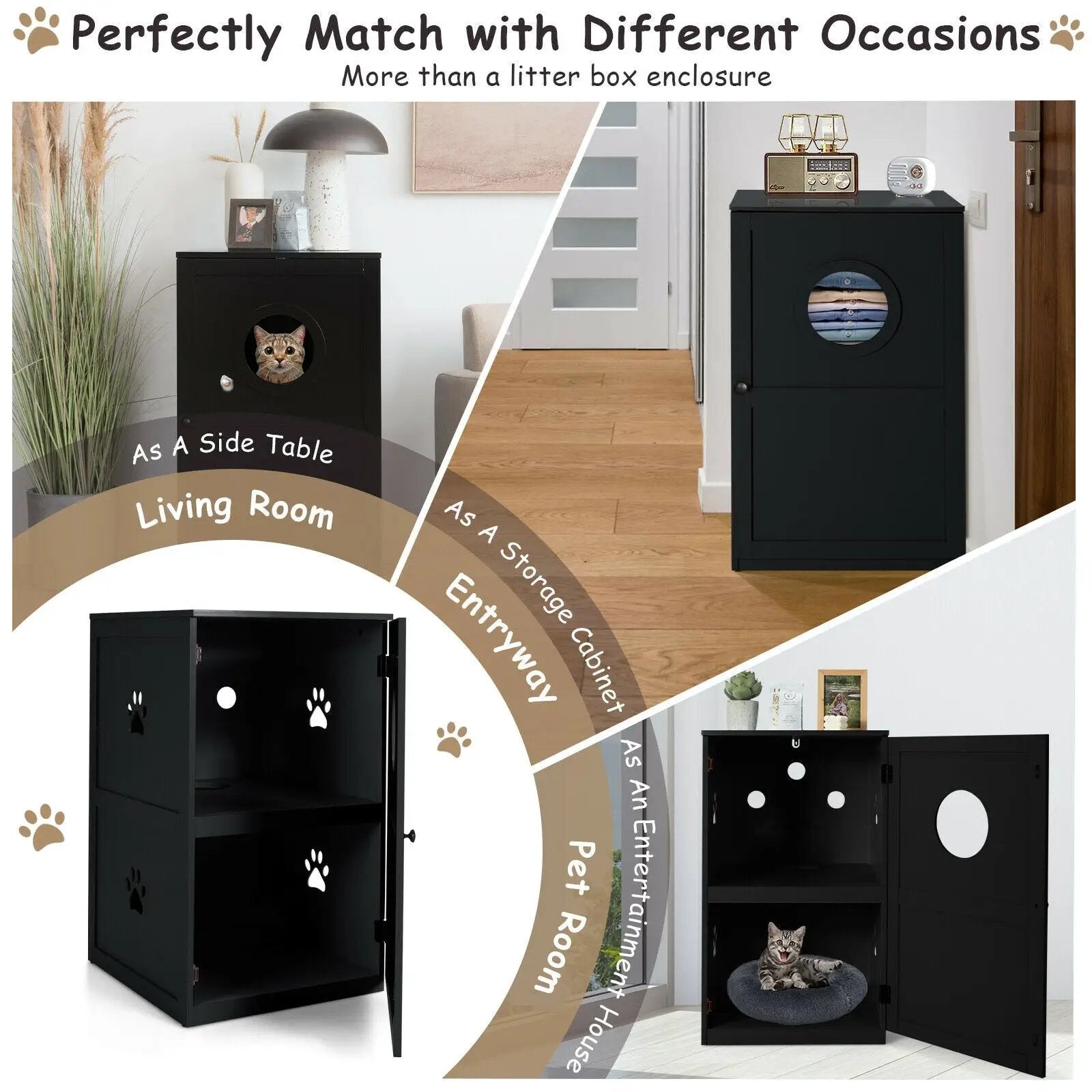 2-tier Litter Hidden Cat House With Anti-toppling Device by DirectDeals