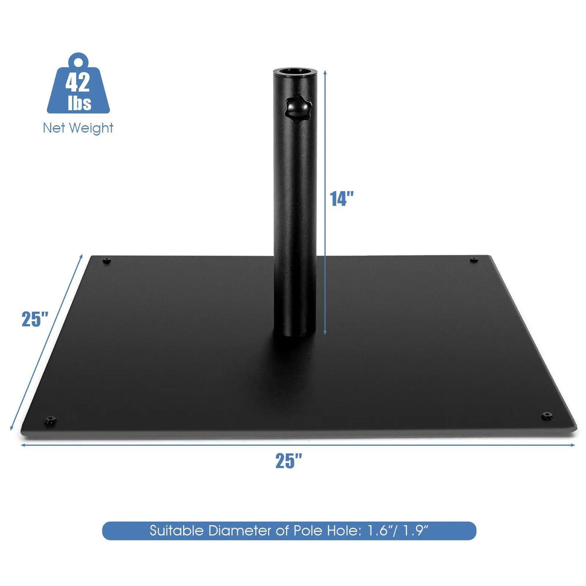 25 Inch Square Patio Umbrella Base 42 LBS Weighted by DirectDeals