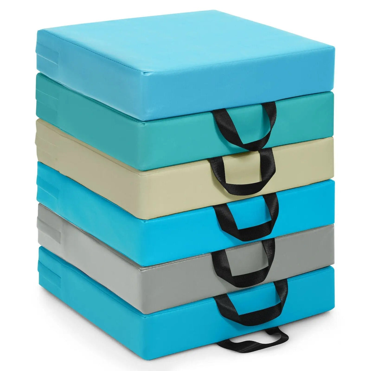 6 Pieces 15 Inches Square Toddler Floor Cushions Flexible Soft Foam Seating with Handles by DirectDeals