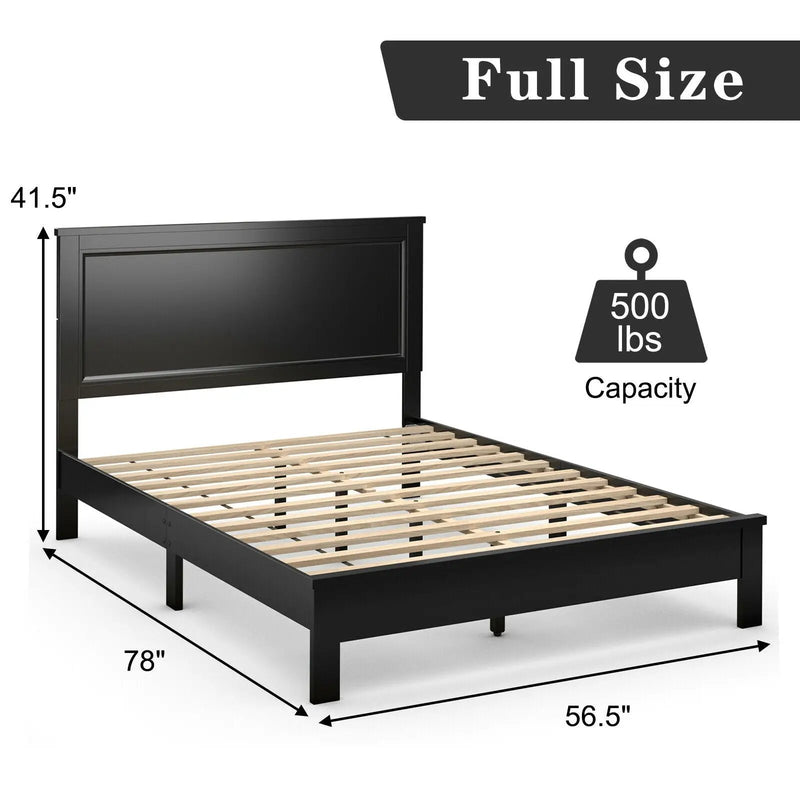 Full Size Platform Slat Bed Frame with High Headboard by DirectDeals