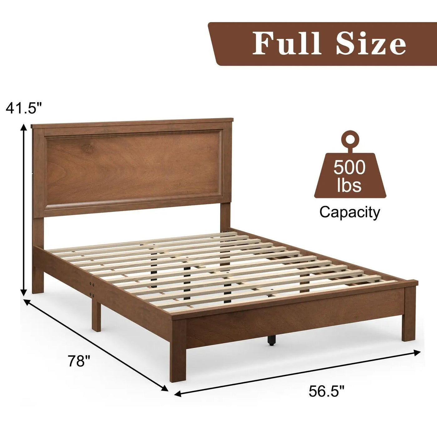 Full Size Platform Slat Bed Frame with High Headboard by DirectDeals