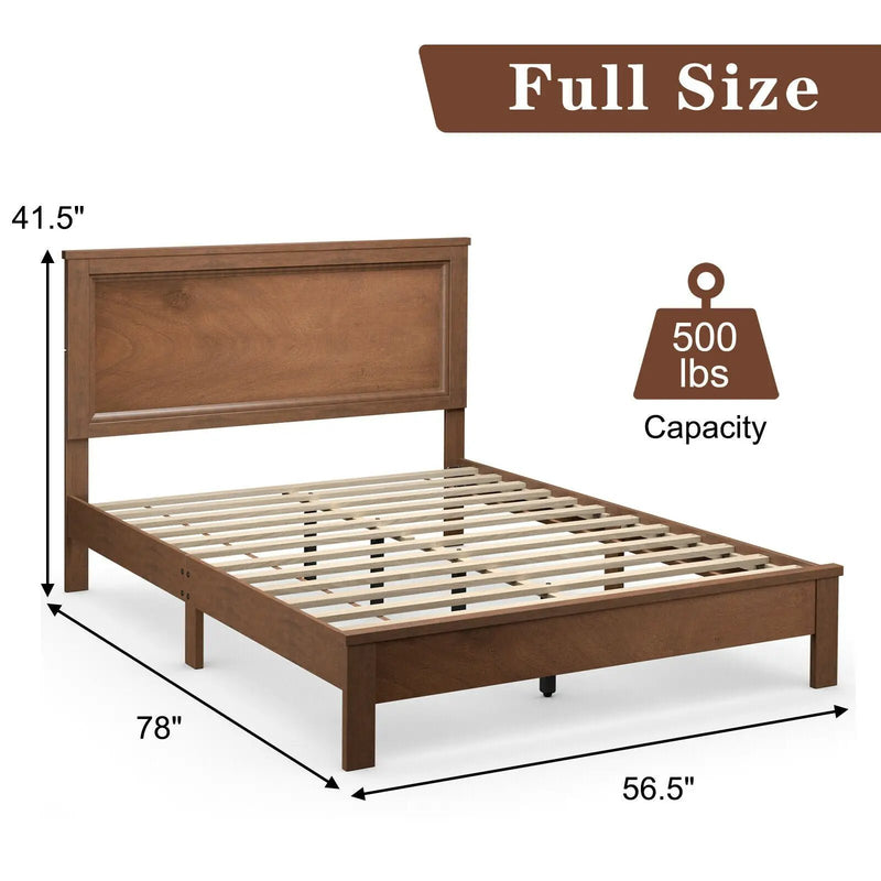 Full Size Platform Slat Bed Frame with High Headboard by DirectDeals