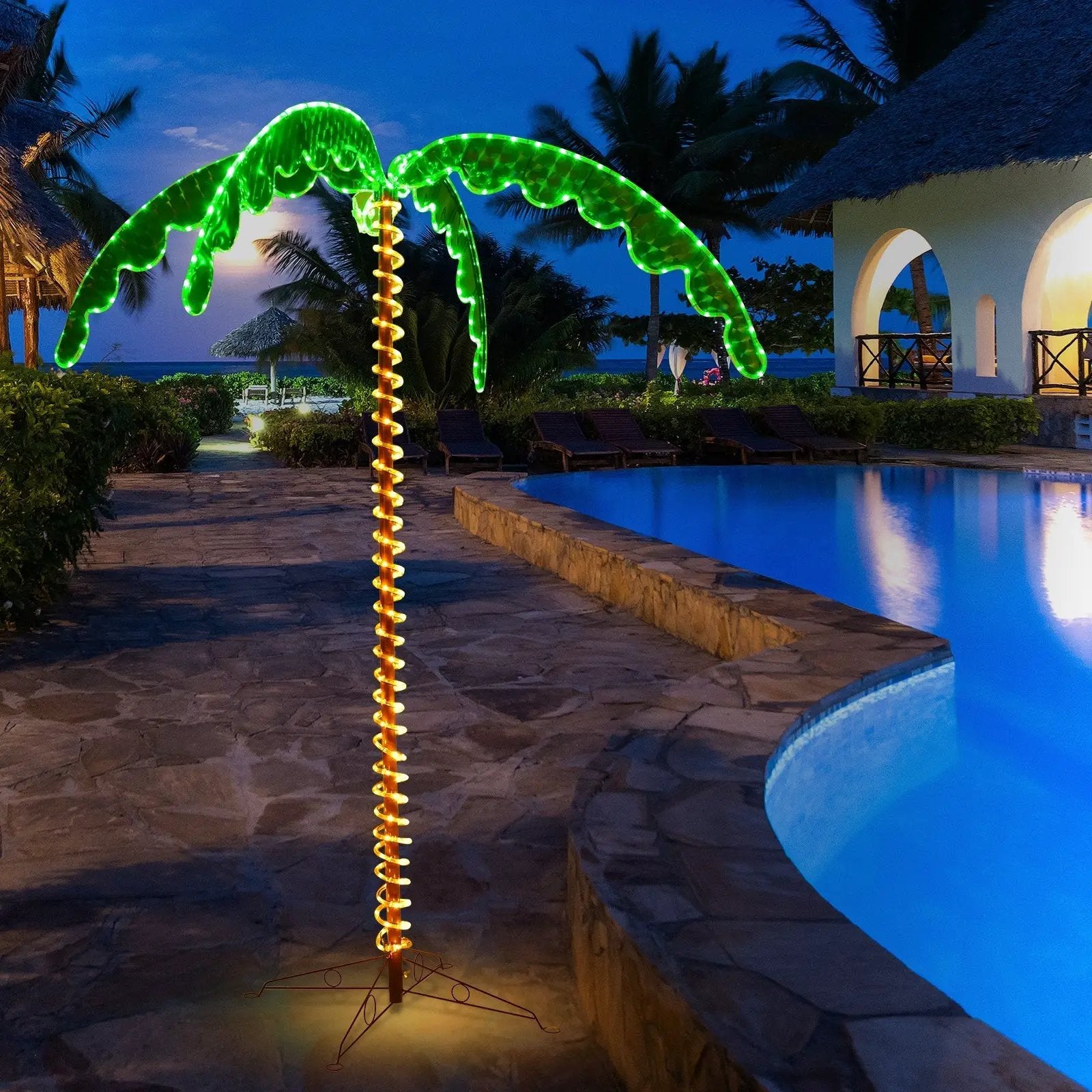 7 Feet LED Pre-lit Palm Tree Decor with Light Rope by DirectDeals