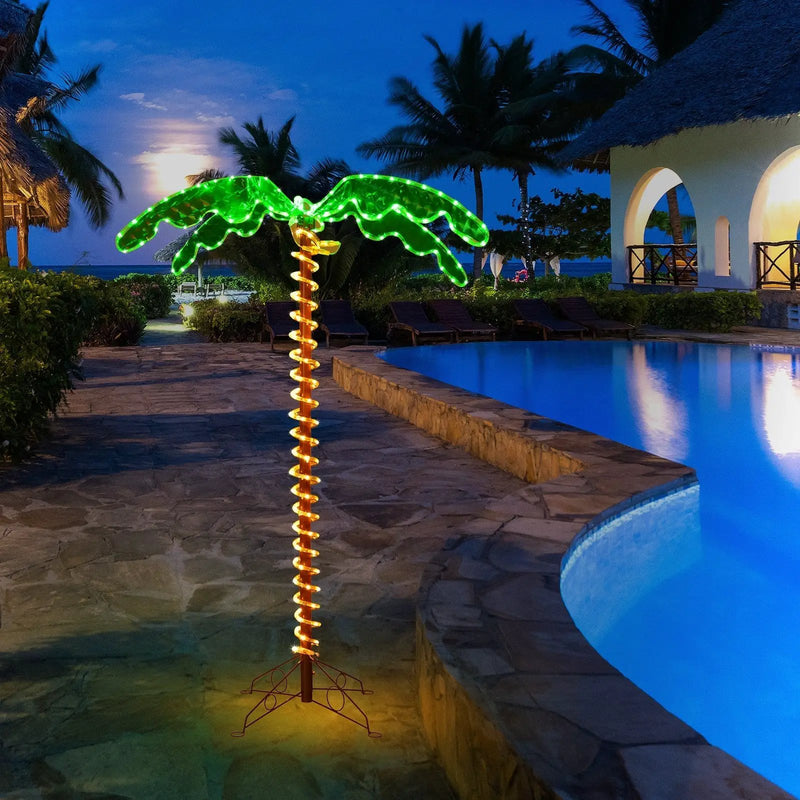 5 Feet LED Pre-lit Palm Tree Decor with Light Rope by DirectDeals
