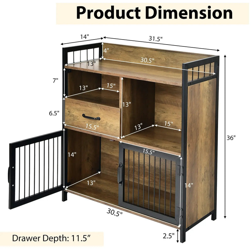 Buffet Cabinet with Drawer and Wood Storage Shelf for Kitchen-Rustic Brown by DirectDeals