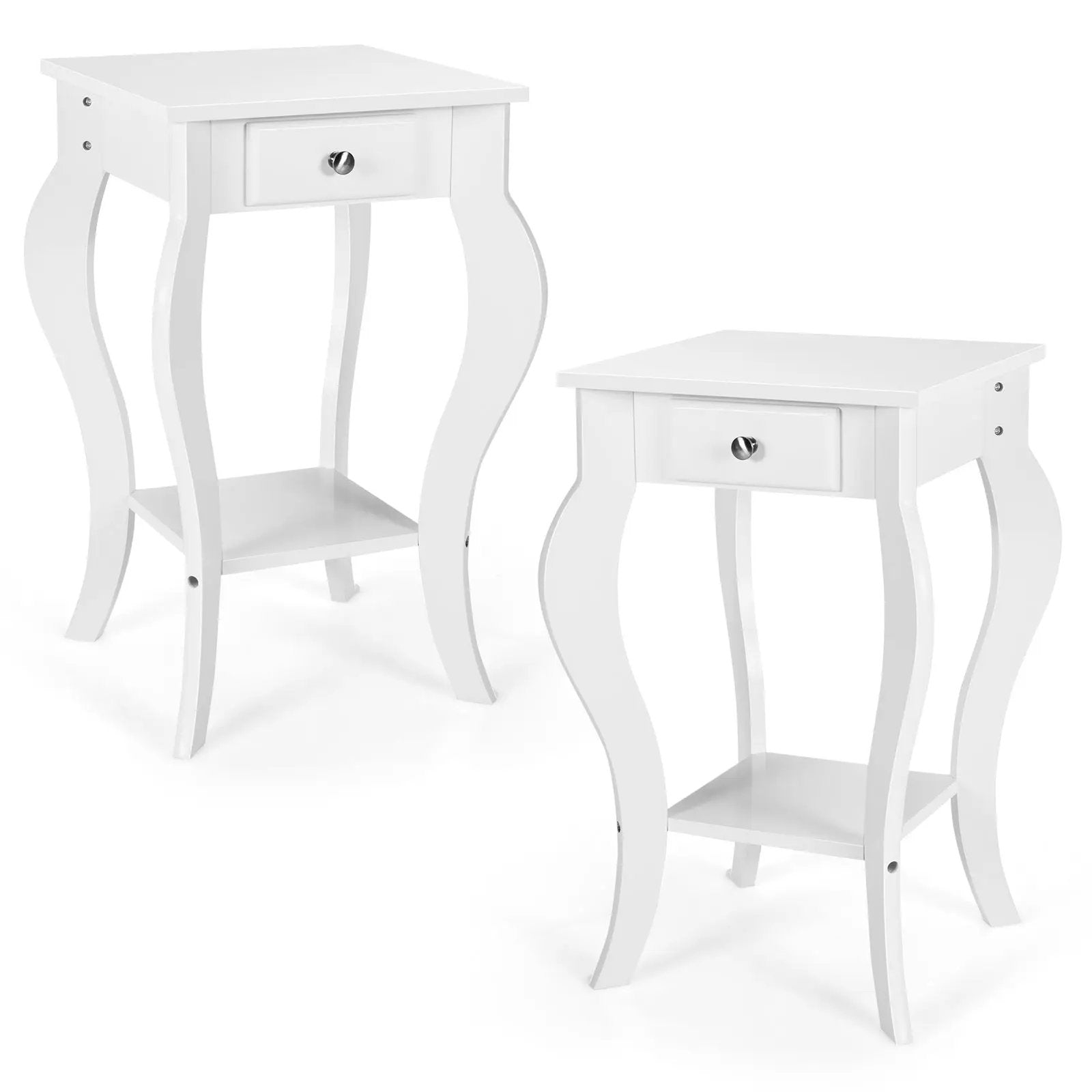 2-Tier End Table with Drawer and Shelf for Living Room Bedroom by DirectDeals