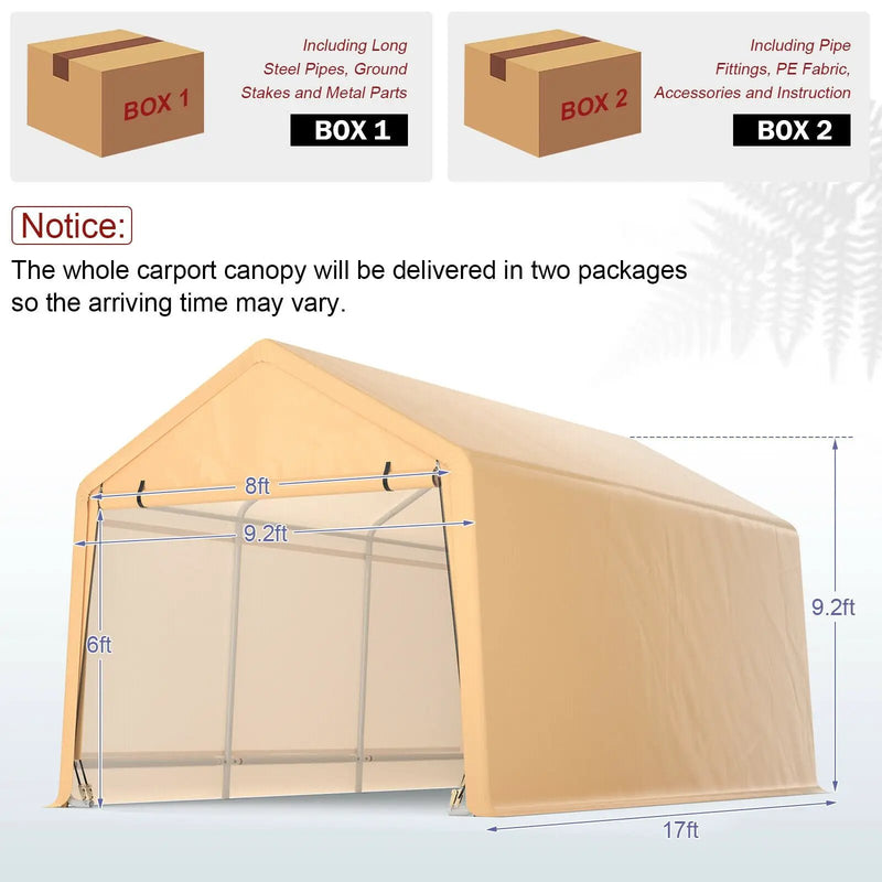 9 x 17 Feet Heavy Duty Carport Canopy-Yellow by DirectDeals