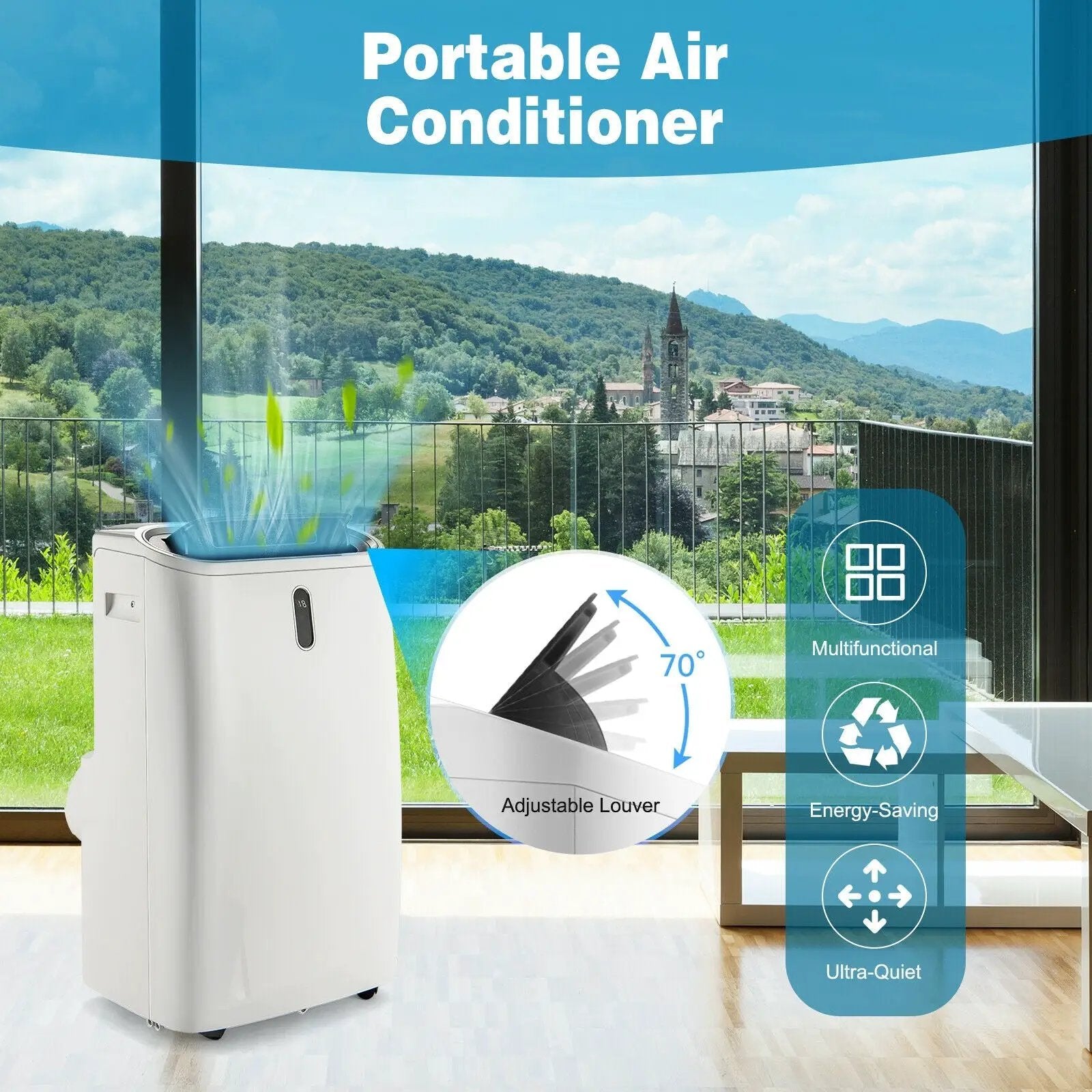 12000 BTU Portable 4-in-1 Air Conditioner with Smart Control-White by DirectDeals
