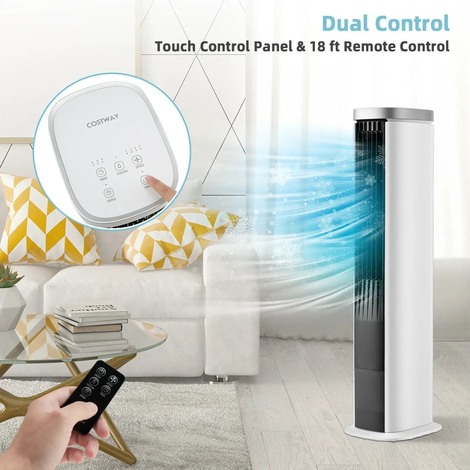 3-In-1 Portable Evaporative Air Cooler with Timer-White by DirectDeals