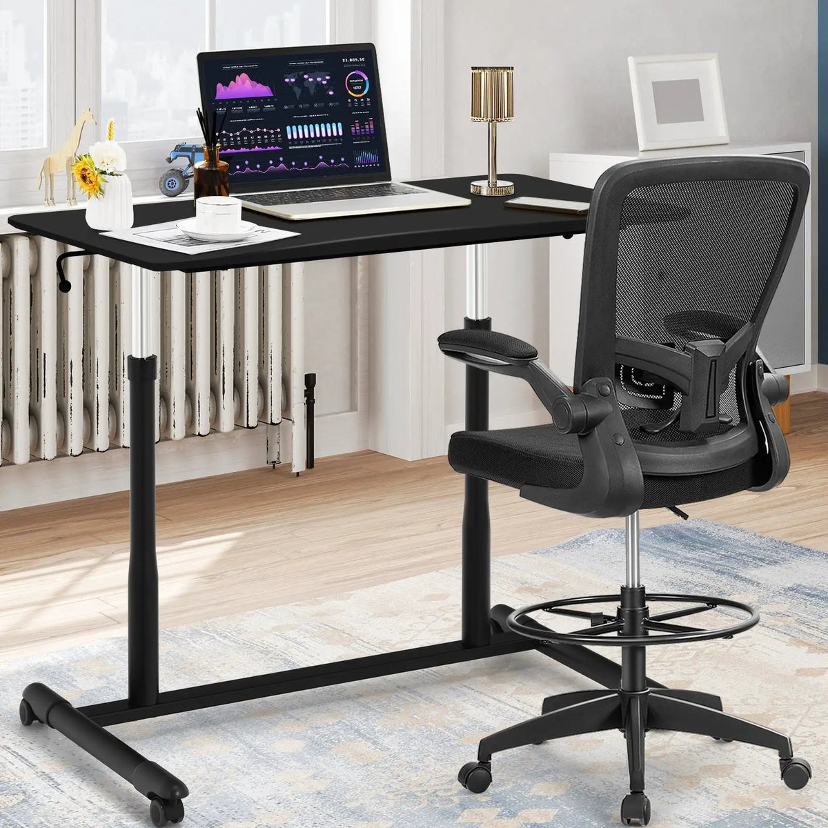 Height Adjustable Computer Desk Sit to Stand Rolling by DirectDeals