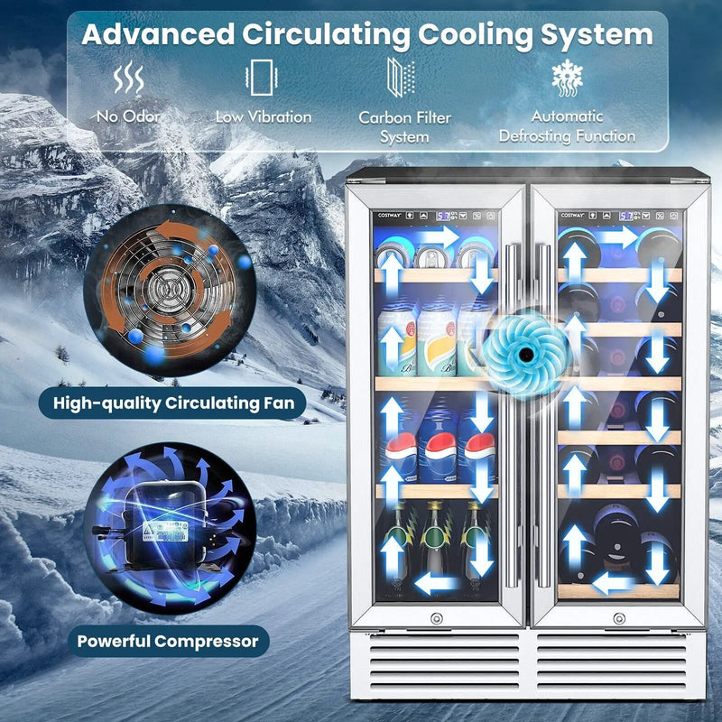 24 Inch Dual Zone Wine and Beverage Cooler-Silver by DirectDeals