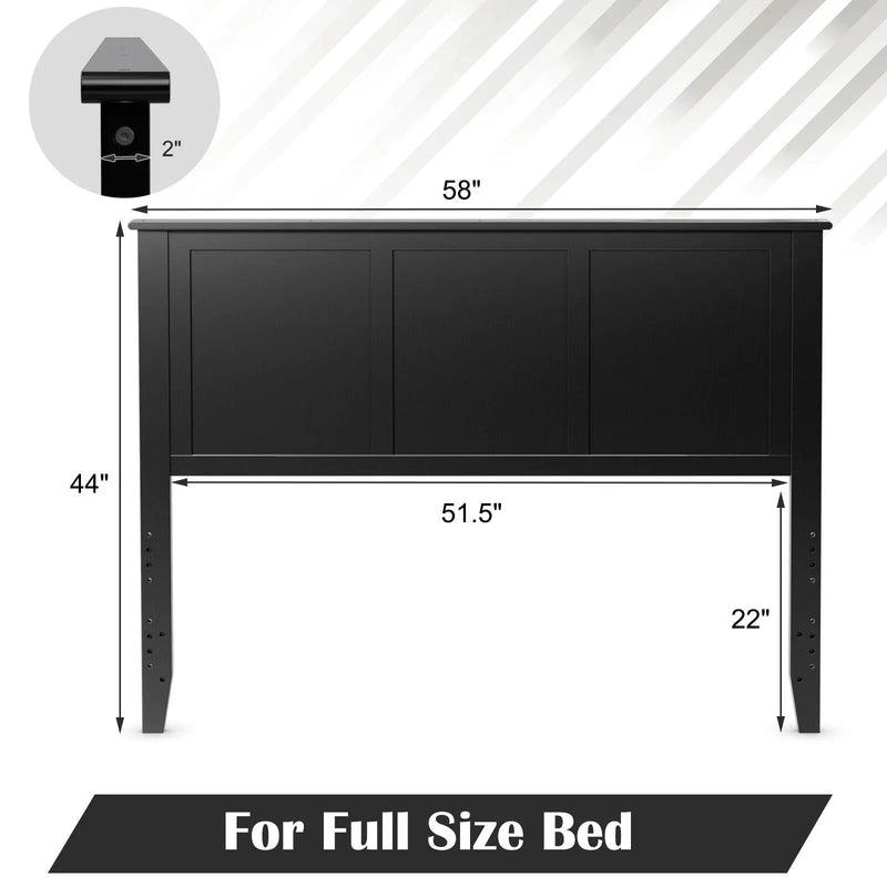Full Wood Headboard Flat Panel with Pre-drilled Holes and Height Adjustment by DirectDeals