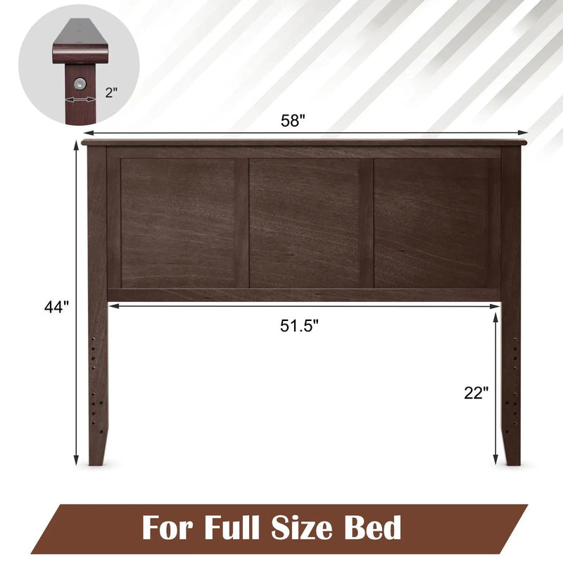 Full Wood Headboard Flat Panel with Pre-drilled Holes and Height Adjustment by DirectDeals