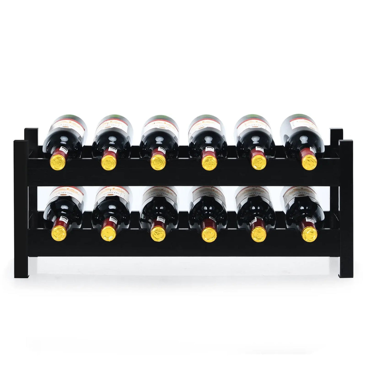 2-Tier 12 Bottles Bamboo Storage Shelf Wine Rack by DirectDeals