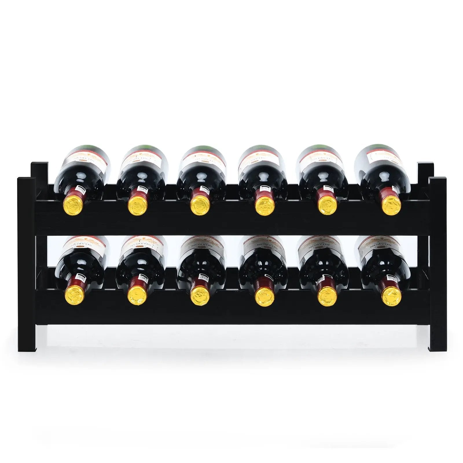 2-Tier 12 Bottles Bamboo Storage Shelf Wine Rack by DirectDeals