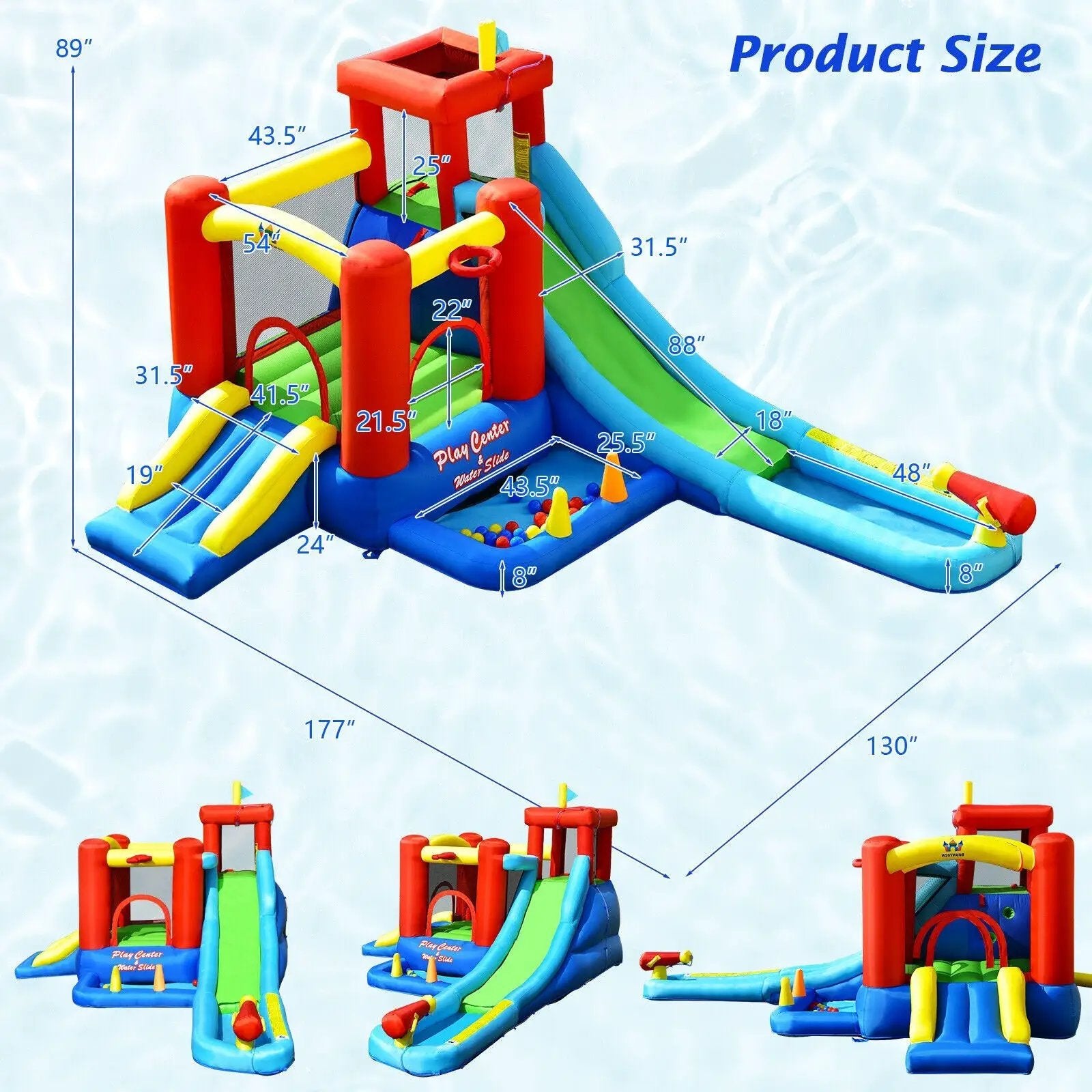 9-in-1 Inflatable Kids Water Slide Bounce House with 860W Blower by DirectDeals