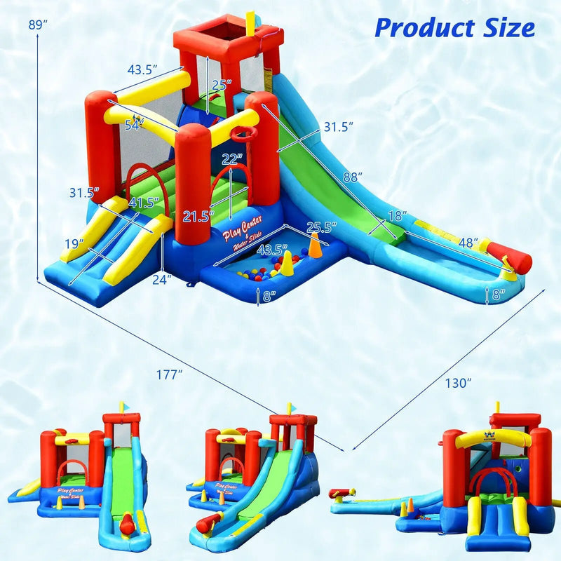 9-in-1 Inflatable Kids Water Slide Bounce House with 860W Blower by DirectDeals