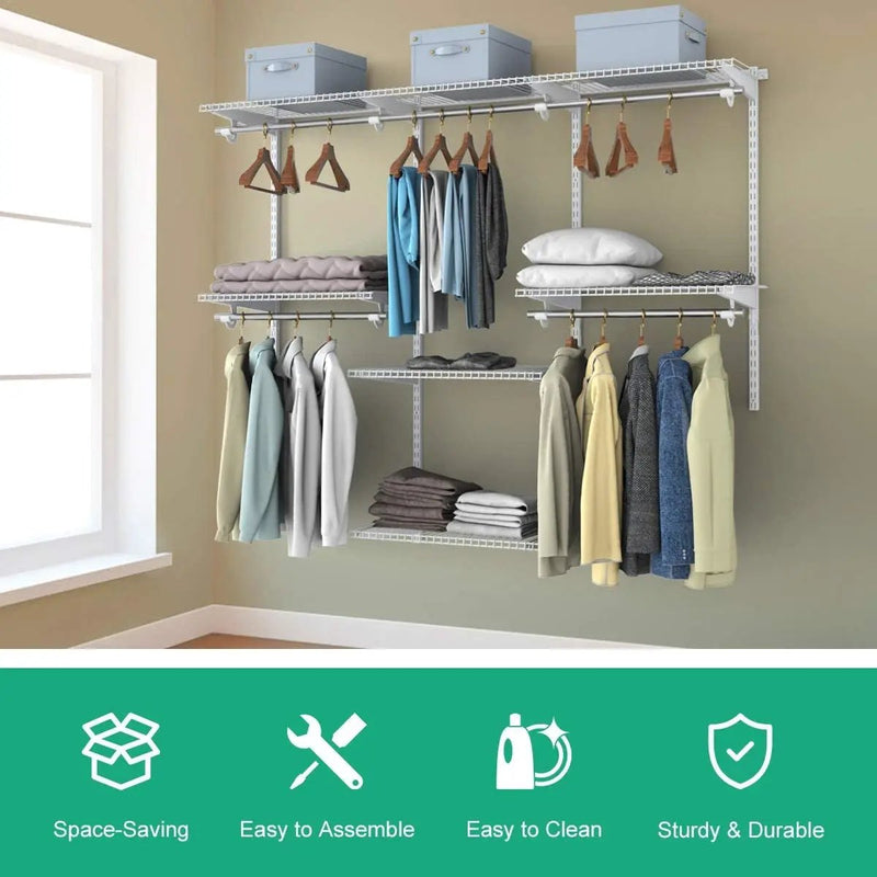 Adjustable Wall Mounted Closet Rack System with Shelf by DirectDeals