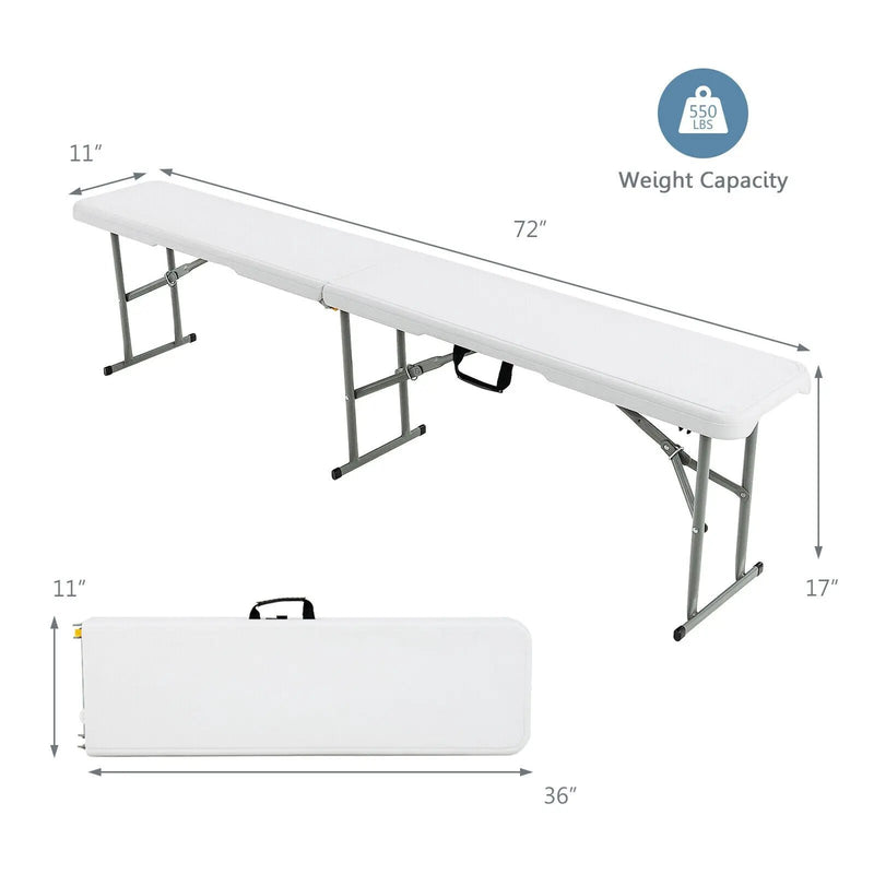 6 Feet Portable Picnic Folding Bench 550 lbs Limited with Carrying Handle by DirectDeals