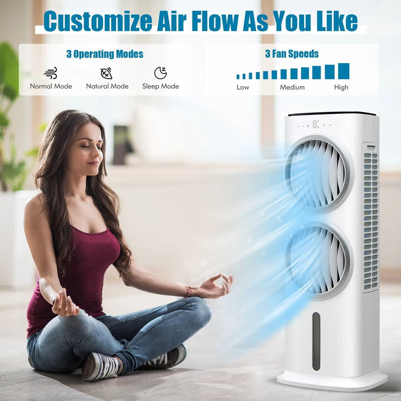 3-in-1 Evaporative Air Cooler with 9H Timer Remote-White by DirectDeals