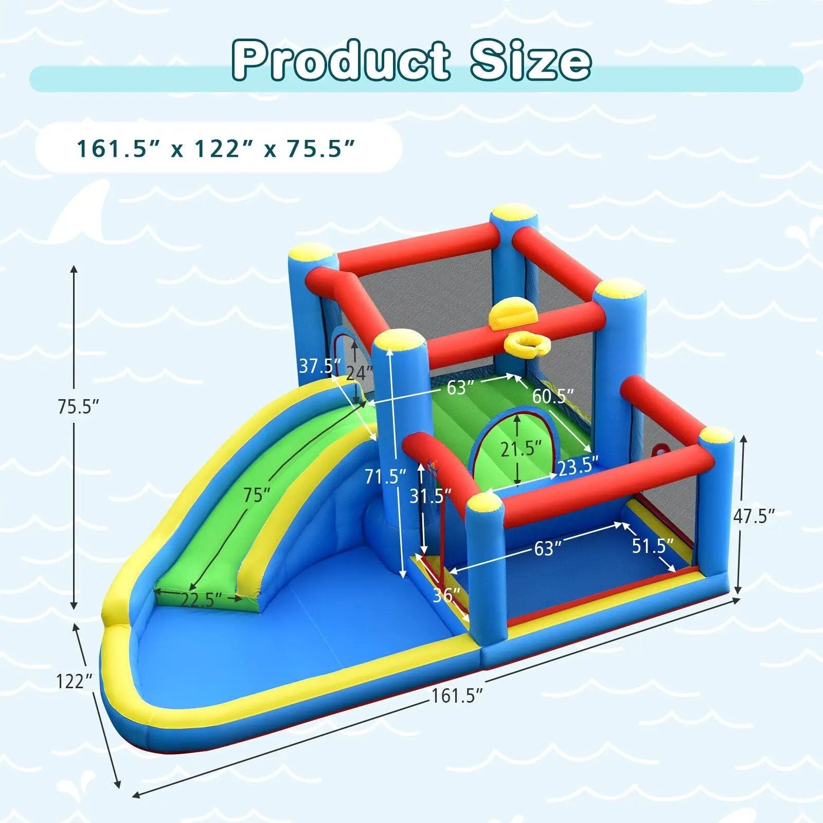 Inflatable Kids Water Slide Bounce Castle with 480W Blower by DirectDeals
