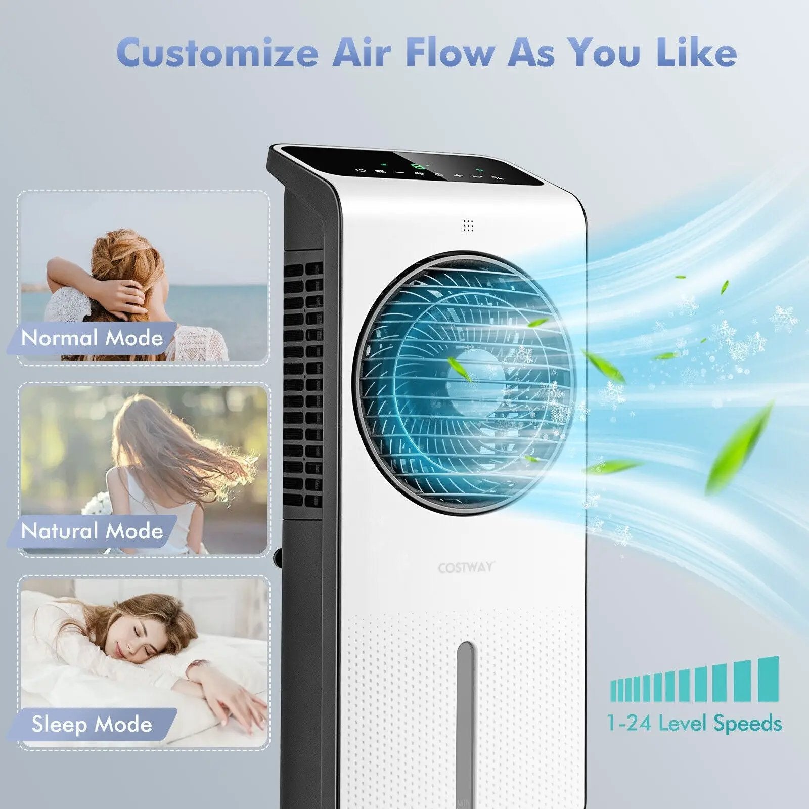 3-in-1 Evaporative Air Cooler with 12H Timer Remote-White by DirectDeals