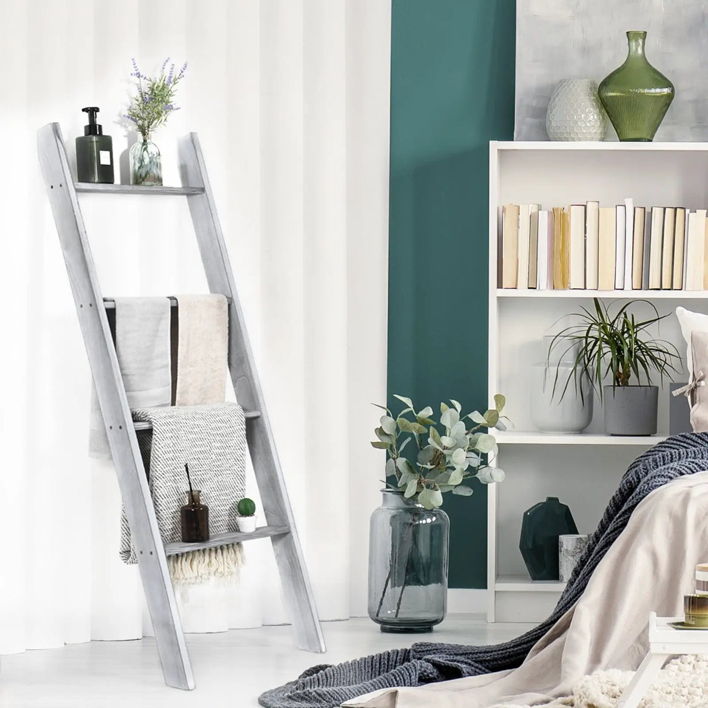 4-Tier Wall Leaning Ladder Shelf Stand by DirectDeals