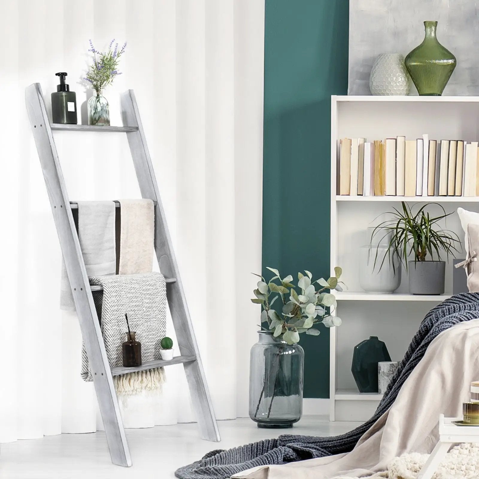 4-Tier Wall Leaning Ladder Shelf Stand by DirectDeals