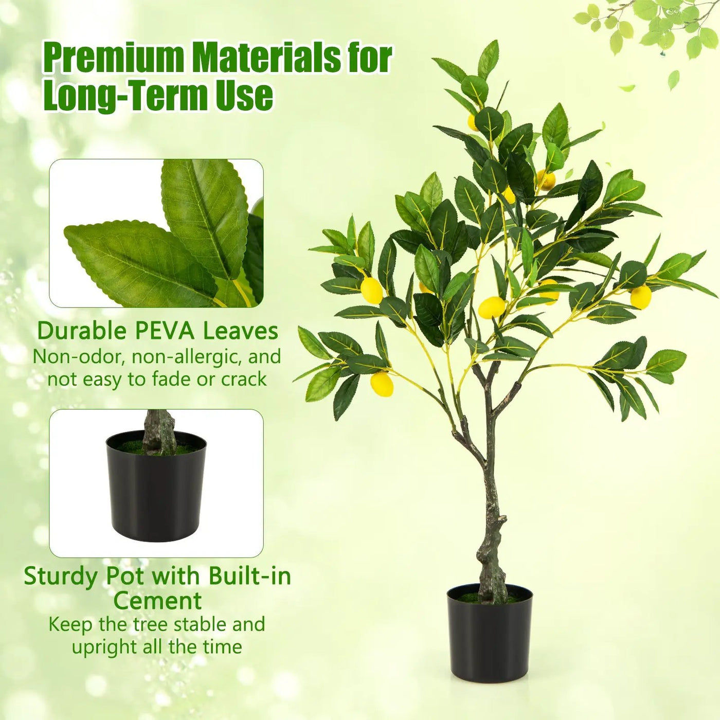 Artificial Lemon Tree 2.6/4/5.2 Feet Tall Fake Lemon Plant wuth Lemon Fruits by DirectDeals