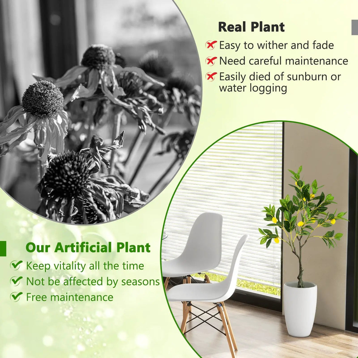 Artificial Lemon Tree 2.6/4/5.2 Feet Tall Fake Lemon Plant wuth Lemon Fruits by DirectDeals