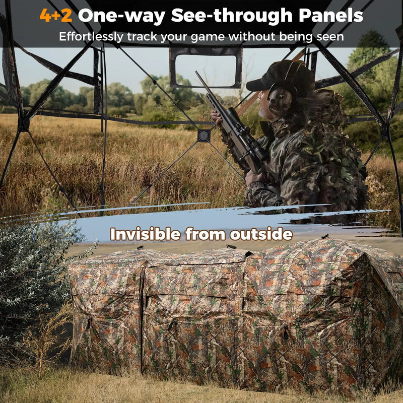 2-6 Person Side-by-Side Hunting Blinds Double One-way See-through Ground Blinds by DirectDeals