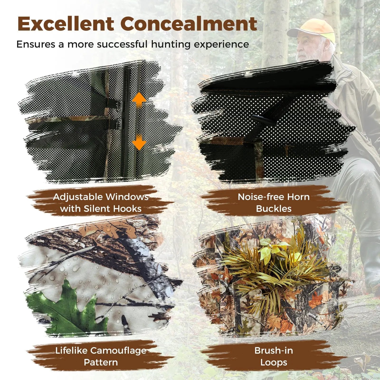 2-6 Person Side-by-Side Hunting Blinds Double One-way See-through Ground Blinds by DirectDeals